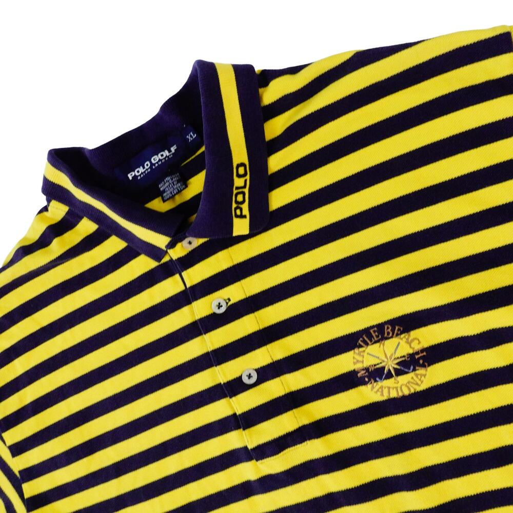 Ralph Lauren Y2K 90s Vintage Myrtle Beach National Striped Golf Polo USA Mens XL